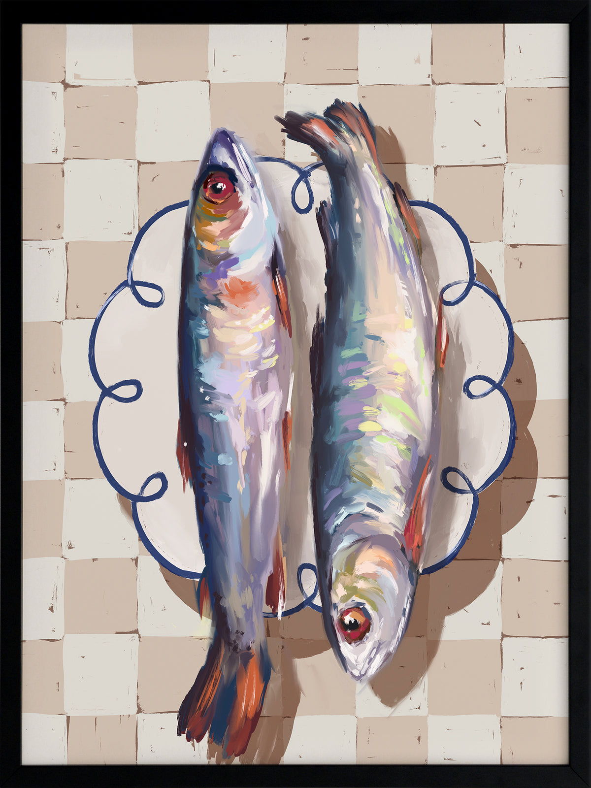 Catch of the Day Blue Framed Art Print