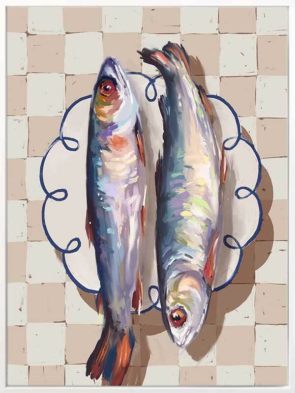 Catch of the Day Blue Canvas Art Print