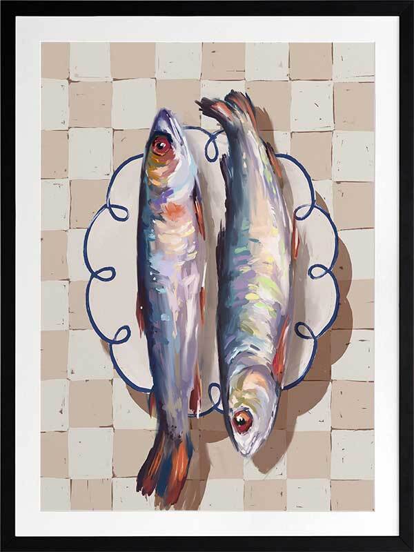 Catch of the Day Blue Framed Art Print