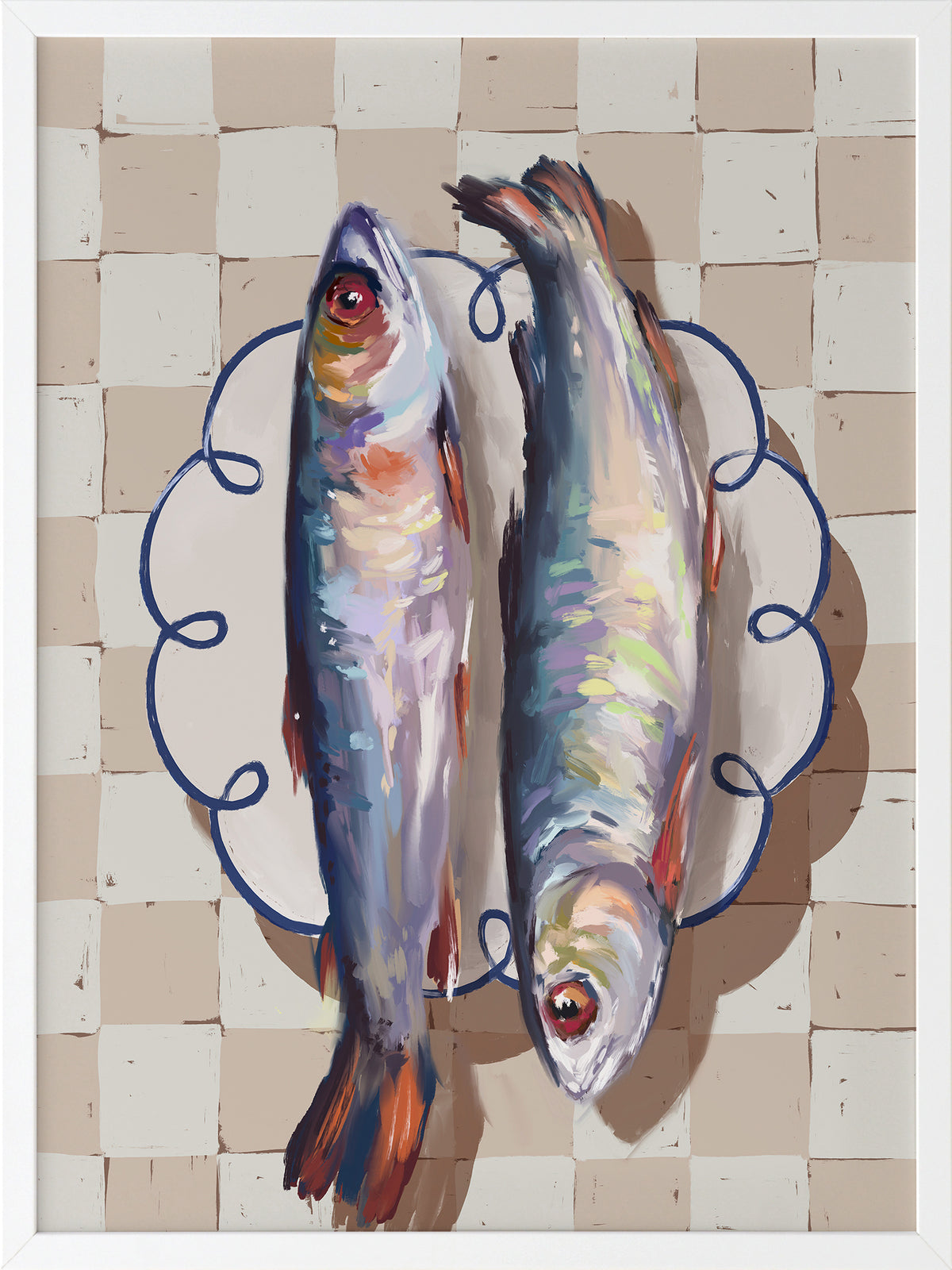 Catch of the Day Blue Framed Art Print