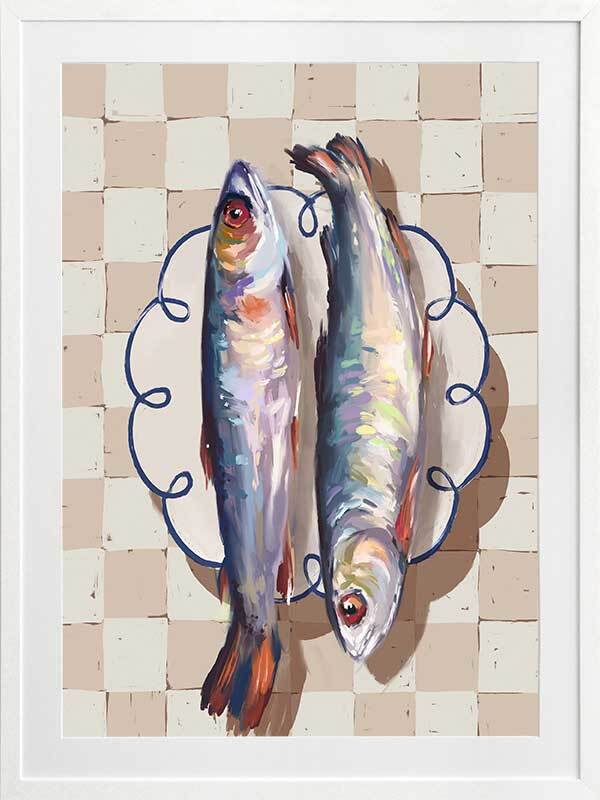 Catch of the Day Blue Framed Art Print