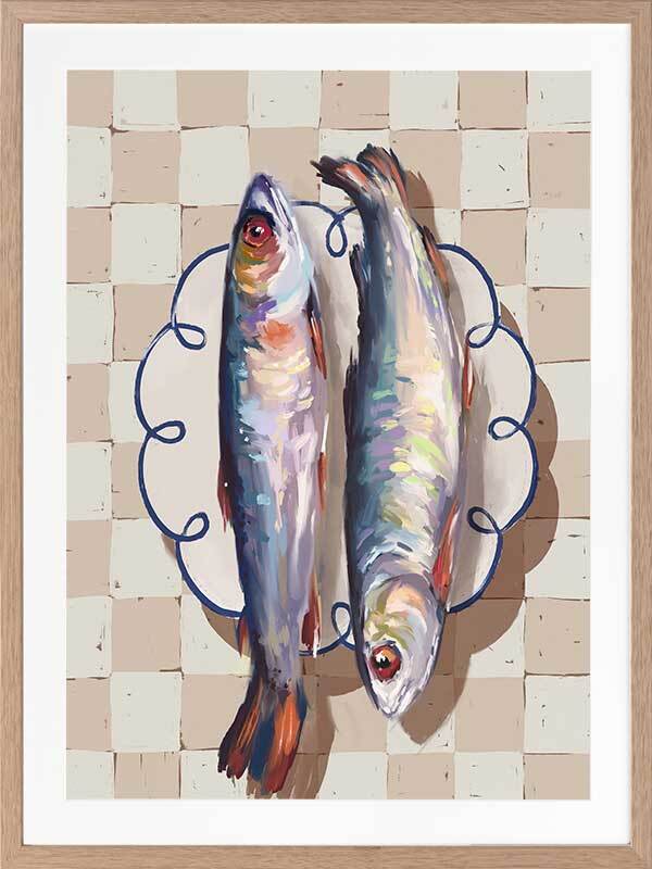 Catch of the Day Blue Framed Art Print