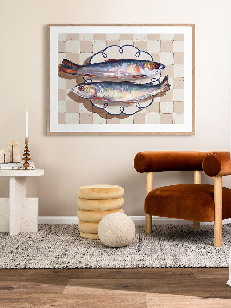 Catch of the Day Blue Framed Art Print | Lifestyle