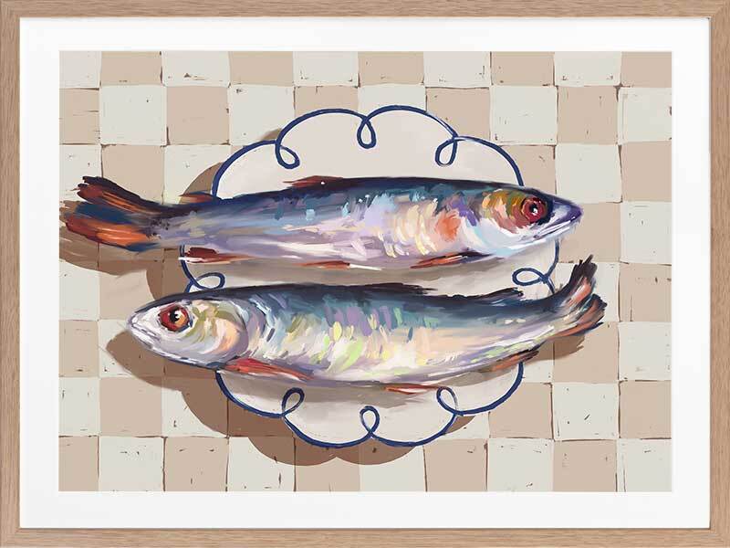 Catch of the Day Blue Framed Art Print