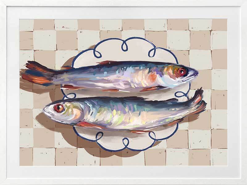 Catch of the Day Blue Framed Art Print