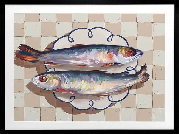 Catch of the Day Blue Framed Art Print
