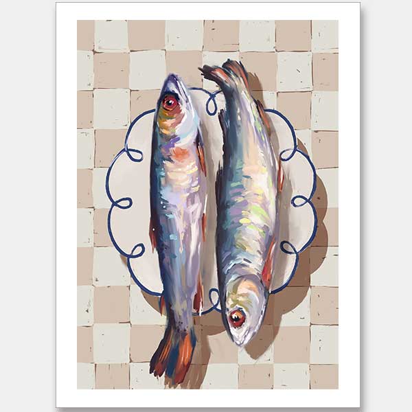 Catch of the Day Blue Unframed Art Print