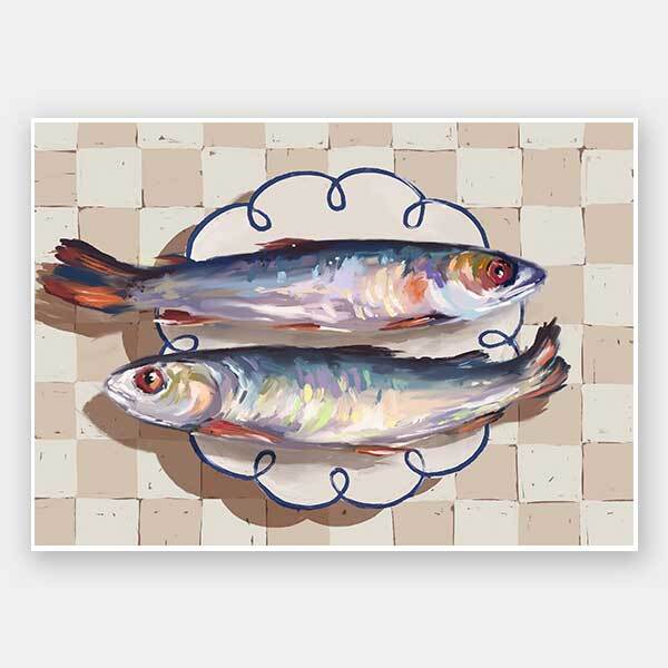 Catch of the Day Blue Unframed Art Print