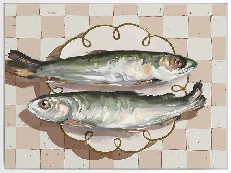 Catch of the Day Neutral Canvas Art Print