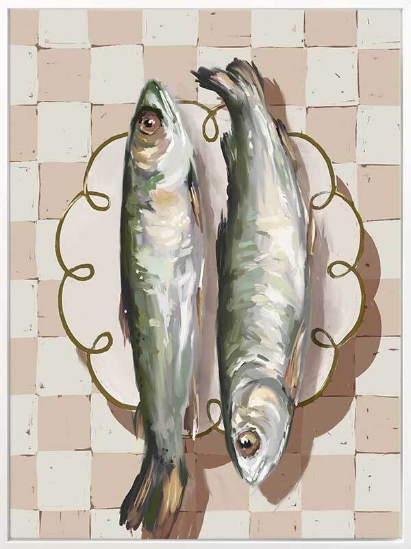 Catch of the Day Neutral Canvas Art Print