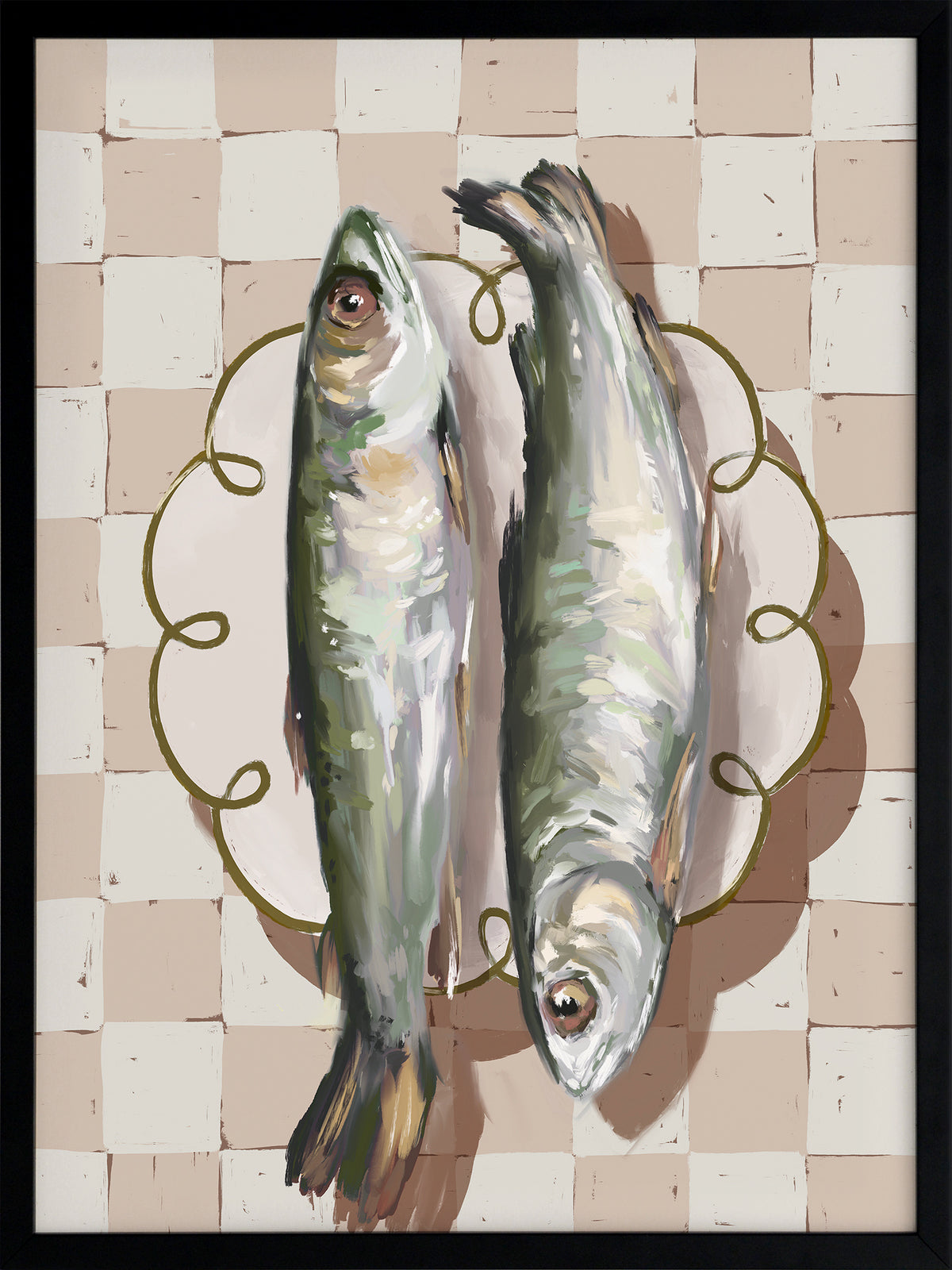 Catch of the Day Neutral Framed Art Print