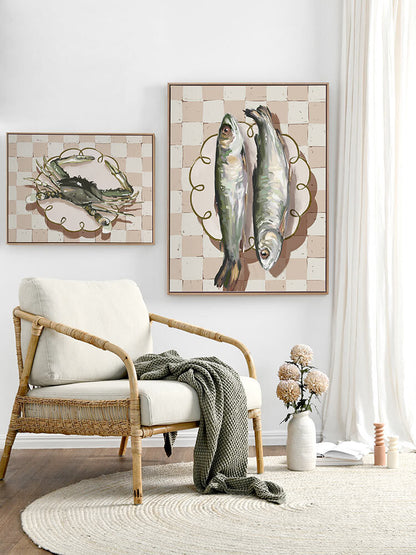 Catch of the Day Neutral Canvas Art Print