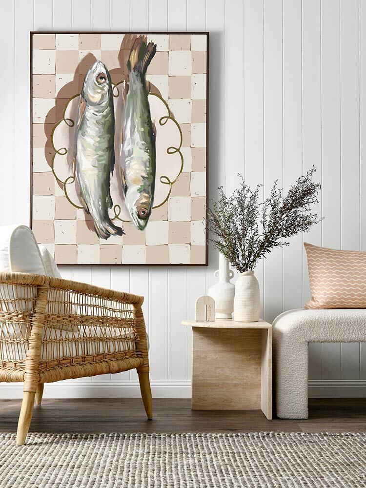 Catch of the Day Neutral Canvas Art Print | Lifestyle