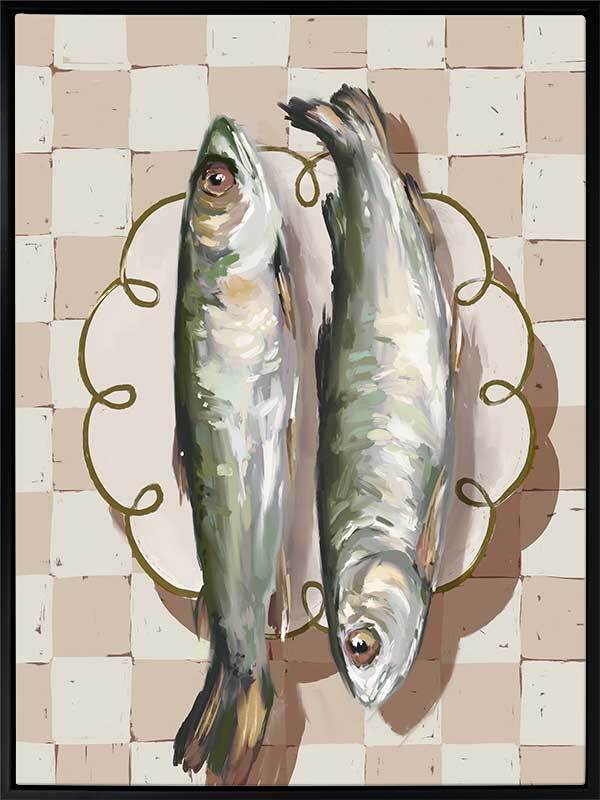 Catch of the Day Neutral Canvas Art Print