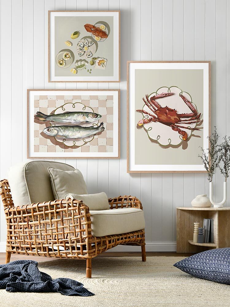 Catch of the Day Neutral Framed Art Print