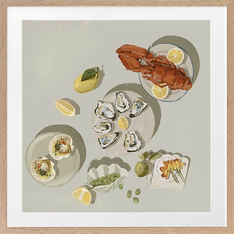 Family Gathering Beige Framed Art Print

