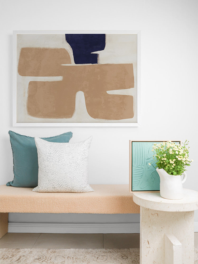 Poised Warm Beige Framed Art Print | Lifestyle