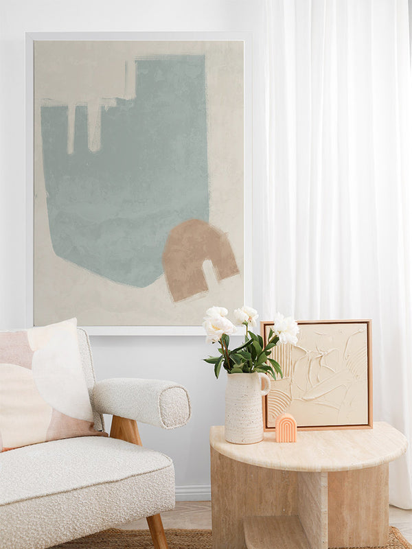 Blasé Light Blue Framed Art Print | Lifestyle