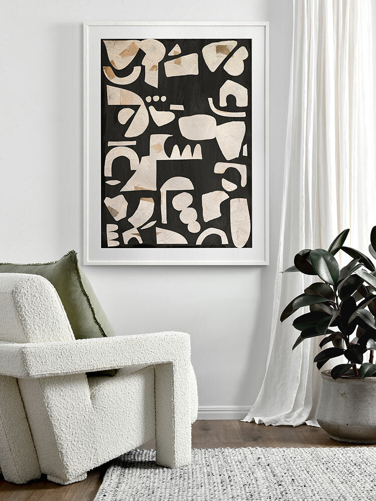 Embracing Asymmetry Black I Framed Art Print