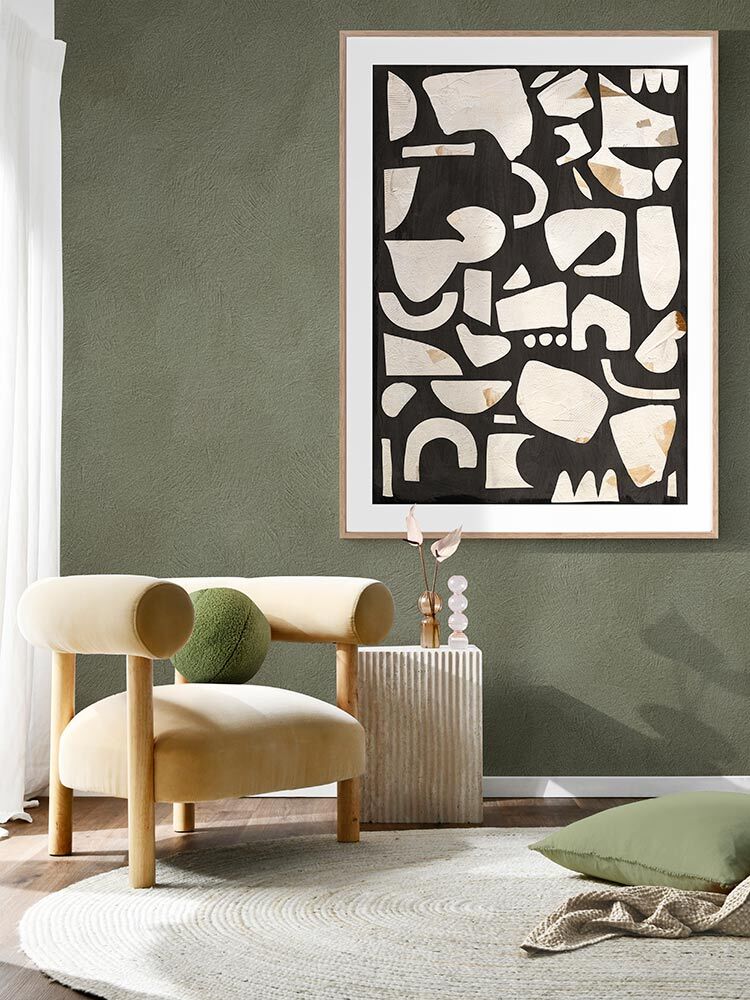 Embracing Asymmetry Black II Framed Art Print | Lifestyle