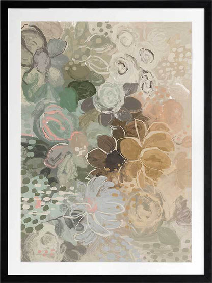 Floral Medley Dark Pastel Framed Art Print