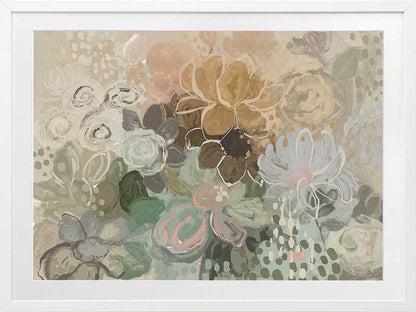 Floral Medley Dark Pastel Framed Art Print