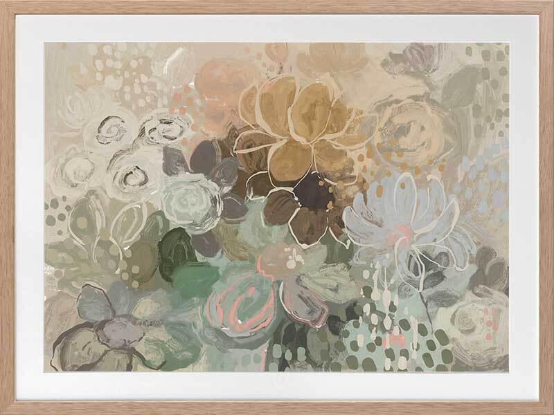 Floral Medley Dark Pastel Framed Art Print