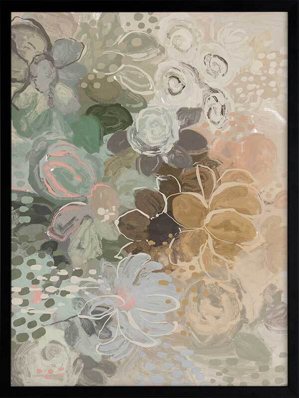 Floral Medley Dark Pastel Framed Art Print