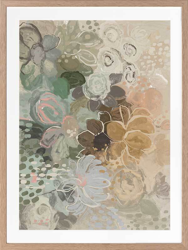 Floral Medley Dark Pastel Framed Art Print