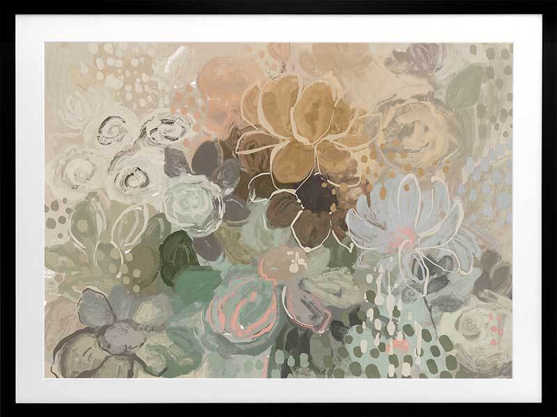 Floral Medley Dark Pastel Framed Art Print