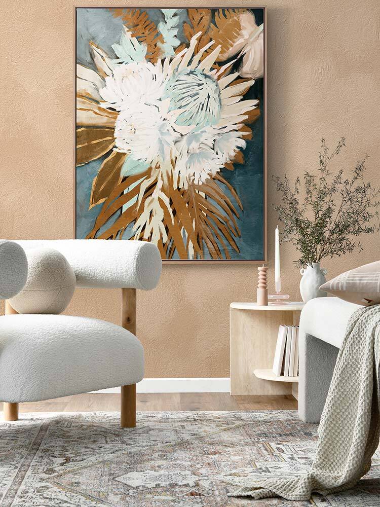 Muted Protea Plant Canvas Art Print | Lifestyle