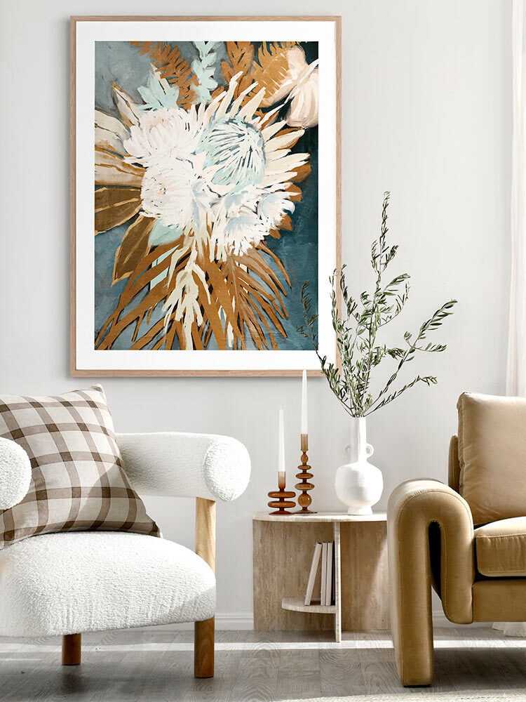 Muted Protea Plant Framed Art Print | Lifestyle