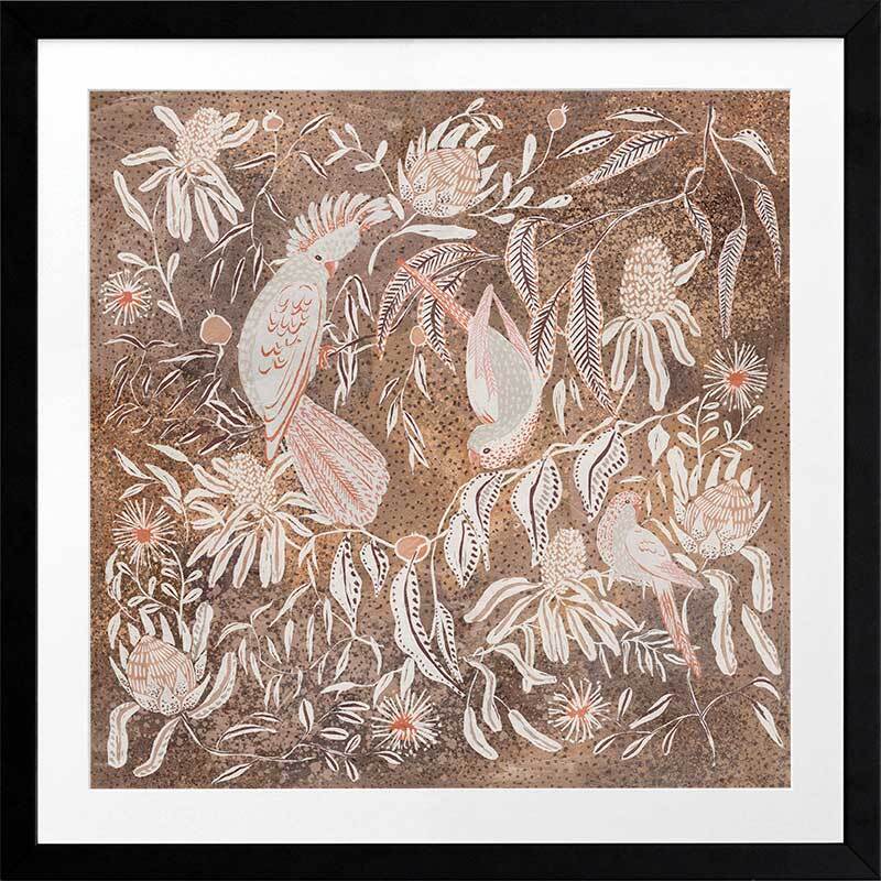 Plumage, Petals & Playfulness Framed Art Print