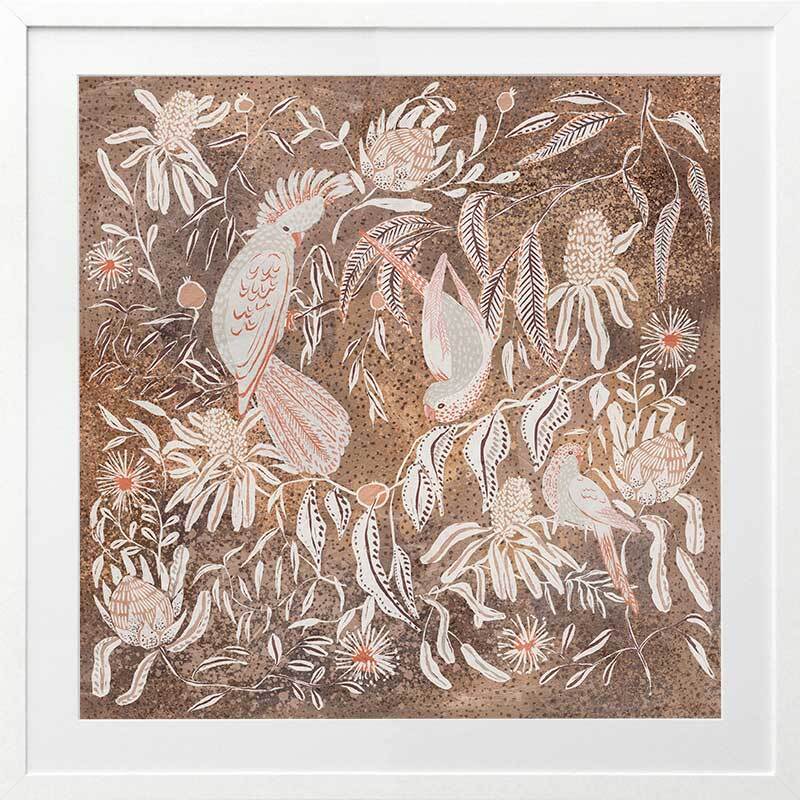 Plumage, Petals & Playfulness Framed Art Print