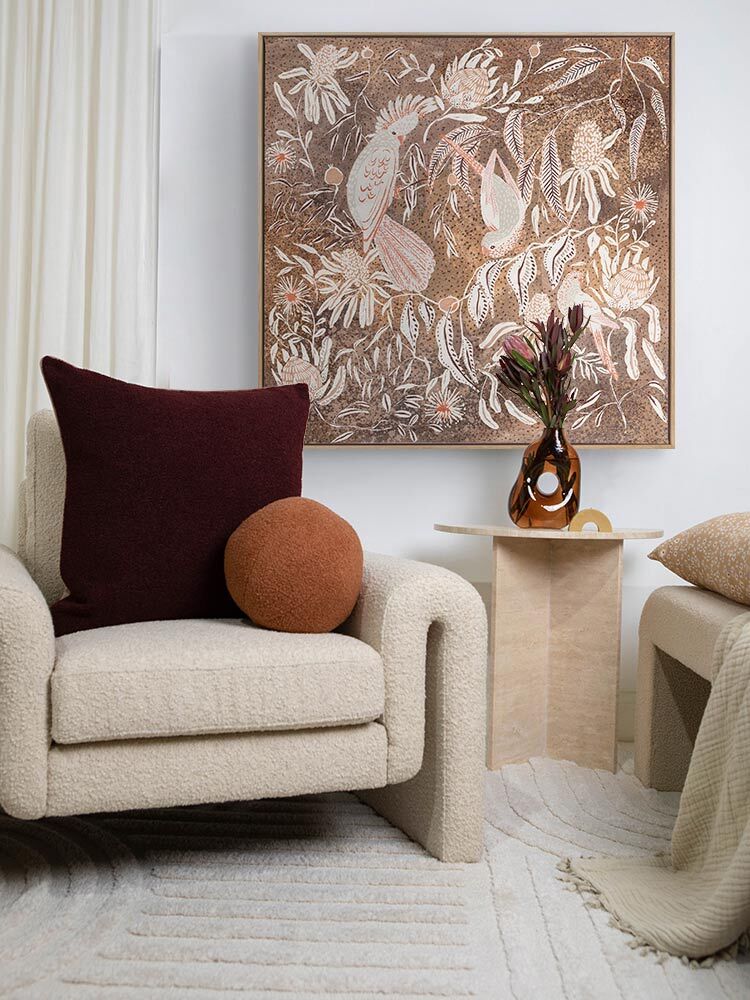 Plumage, Petals & Playfulness Canvas Art Print | Lifestyle