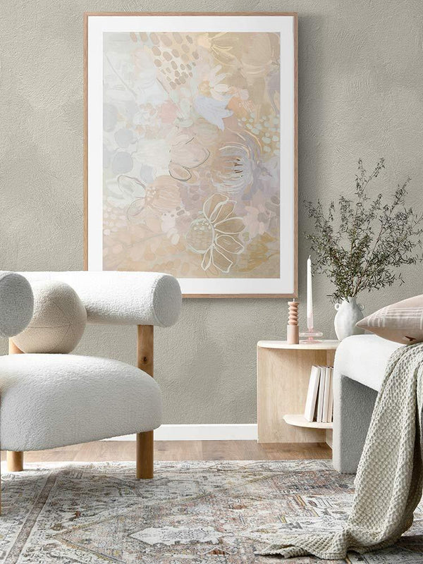 Floral Medley Light Pastel Framed Art Print | Lifestyle