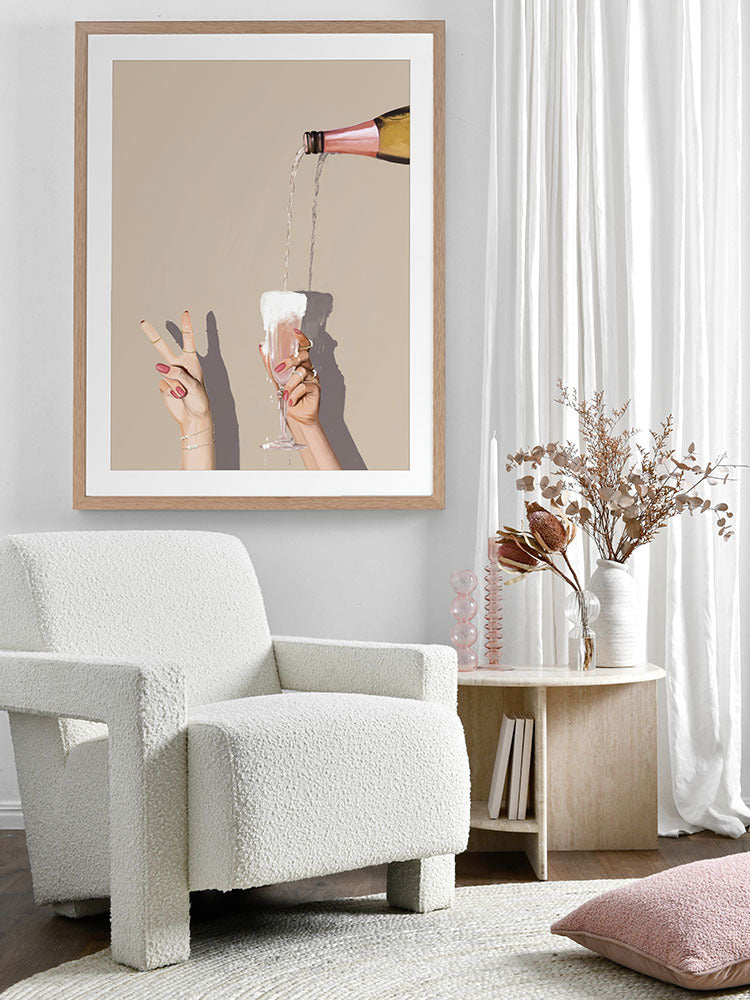 Champagne Showers Framed Art Print | Lifestyle