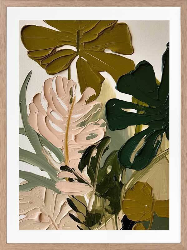 Foliage on a Summer Walk I & II - Frame Oak - With Mat - 84x105 - Portrait - Set of 2