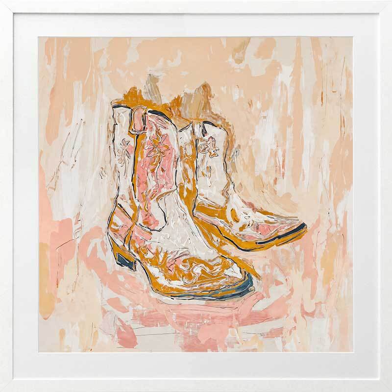 Cowboy Boots at Sunset Framed Art Print