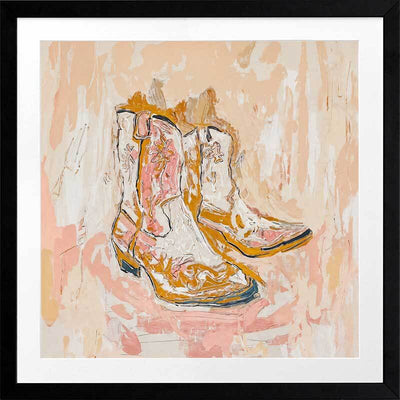 Cowboy Boots at Sunset Framed Art Print