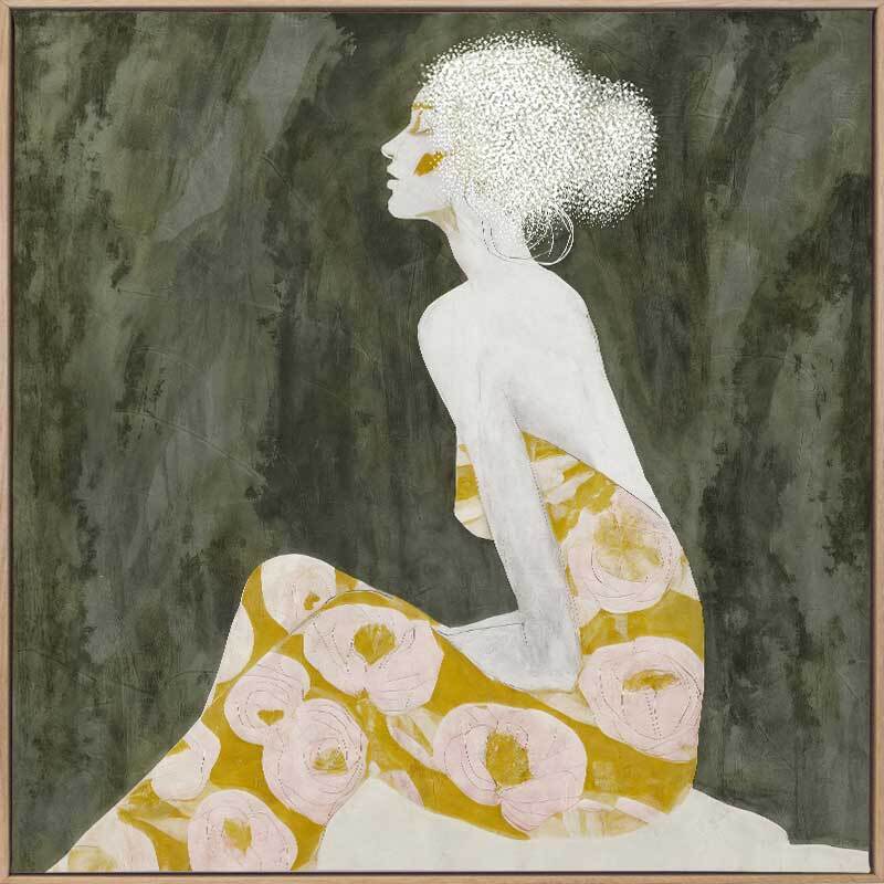 Solitude in Bloom - Oak Box Frame Canvas - 90x90 - LS