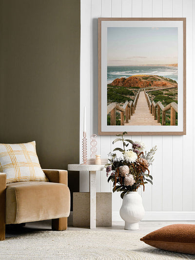 Beach Boardwalk Framed Art Print | Lifestyle