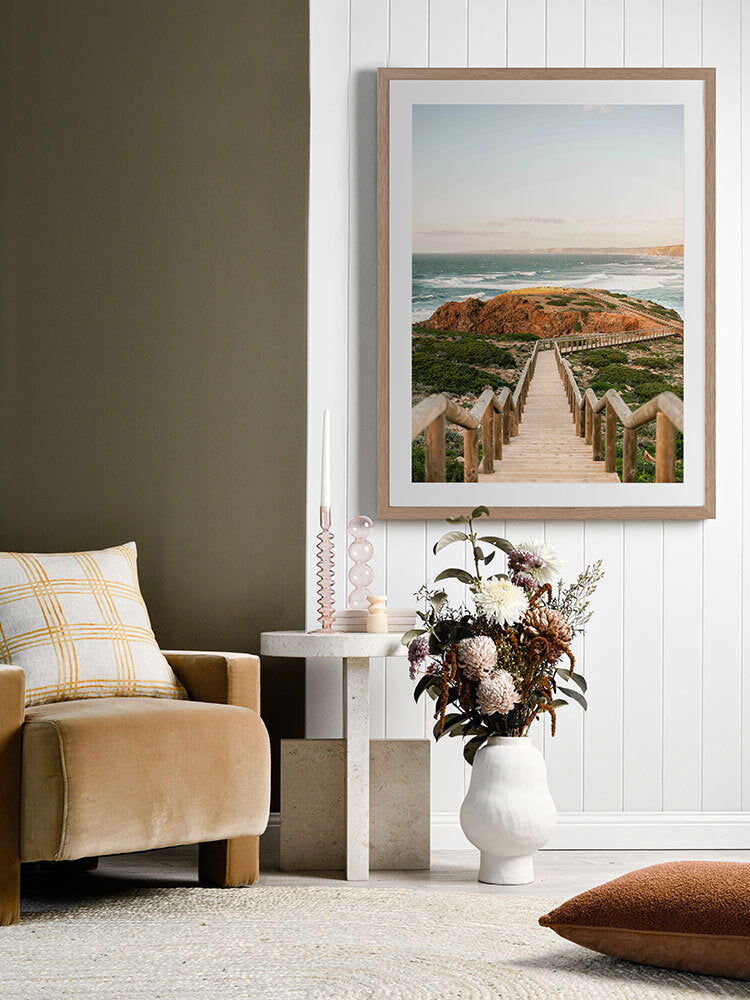 Beach Boardwalk Framed Art Print | Lifestyle