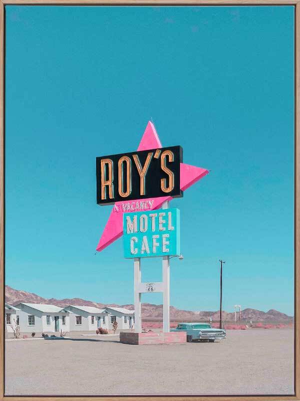 Retro Motel Roadside Canvas Art Print