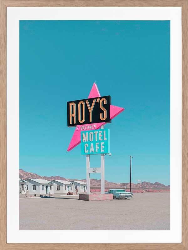 Retro Motel Roadside Framed Art Print