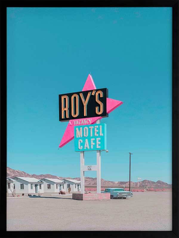 Retro Motel Roadside Framed Art Print