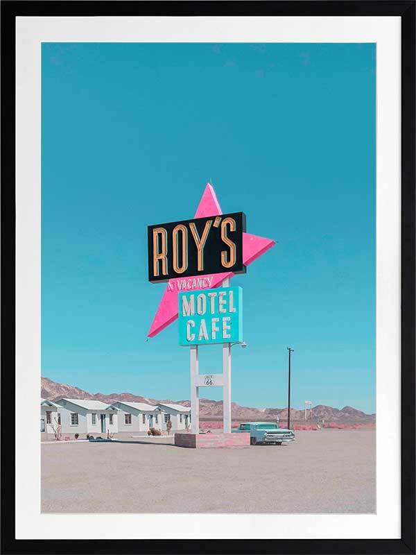 Retro Motel Roadside Framed Art Print