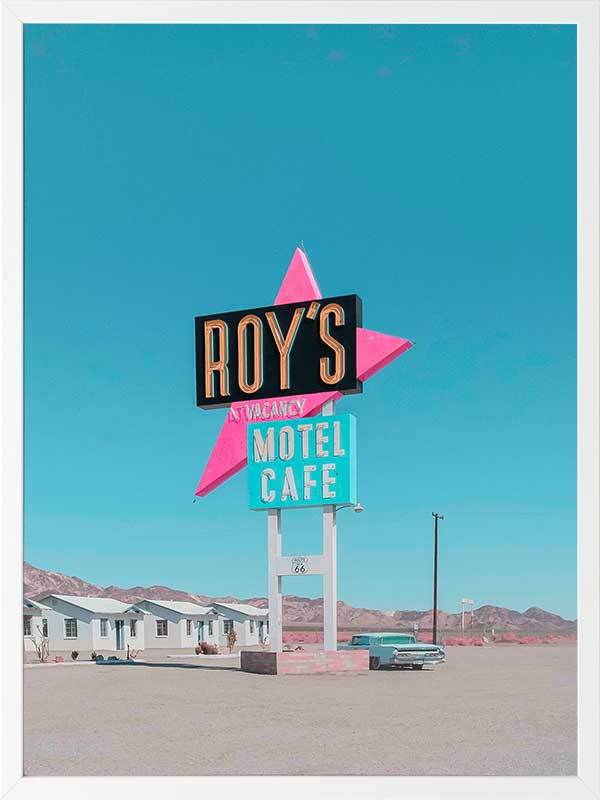 Retro Motel Roadside Framed Art Print
