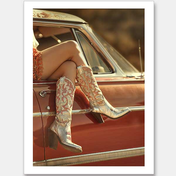 Cowboy Boots and Cadillacs Unframed Art Print