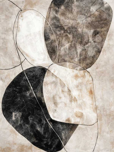 A black, white, and taupe abstract wall art print titled After It Rains I, featuring soft washes of neutral tones in fluid, organic shapes that evoke a sense of calm and depth.